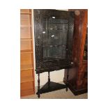 OAK FRAMED CARVED SINGLE DOOR CORNER CUPBOARD ON STAND