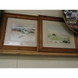 TWO PINE FRAMED HUGH BRANDON-COX PRINTS