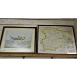 FRAMED PRINT “SAFELY HOME” BY JOHN H EVANS AND A MAP OF ESSEX (2)