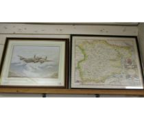 FRAMED PRINT “SAFELY HOME” BY JOHN H EVANS AND A MAP OF ESSEX (2)