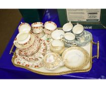 TRAY CONTAINING ASSORTED TEA WARES TO INCLUDE DORIC TEA WARES ETC