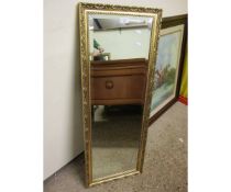 GILT FRAMED RECTANGULAR WALL MIRROR WITH BEVELLED GLASS