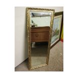 GILT FRAMED RECTANGULAR WALL MIRROR WITH BEVELLED GLASS