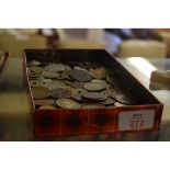 BOX CONTAINING CONTINENTAL COINAGE ETC