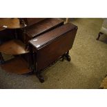 MAHOGANY SUTHERLAND TABLE WITH TURNED SUPPORTS AND DROP LEAVES