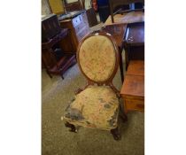 19TH CENTURY MAHOGANY NURSING CHAIR WITH CABRIOLE FRONT LEGS (NEEDS RE-UPHOLSTERING)