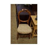 MAHOGANY BALLOON BACK BEDROOM CHAIR WITH FLORAL UPHOLSTERED SEAT