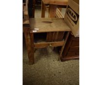 OAK FRAMED TAMBOUR FRONTED SIDE CABINET WITH SINGLE DRAWER