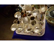 TRAY CONTAINING SILVER PLATED GOBLETS, CHAMPAGNE GLASSES ETC