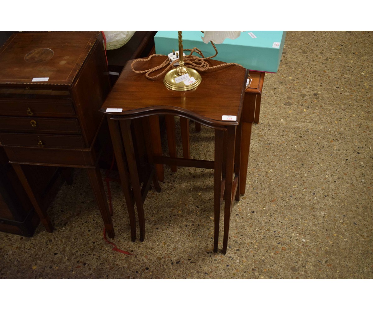 NEST OF TWO MAHOGANY TABLES WITH SHAPED FRONTS