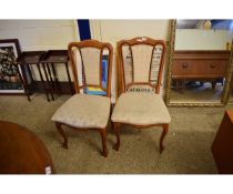 TEAK SET OF FOUR DINING CHAIRS WITH CREAM UPHOLSTERY