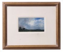 AR John Bond (born 1945), "Landscape III", oil on card, initialled lower left, 12 x 20cm