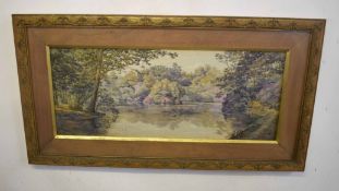 Attributed to Stephen John Batchelder (1849-1932), Broadland landscape, watercolour, 30 x 74cm