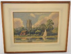 Percy J Youngs (ex 1947-1964), "Ranworth Broad, Norfolk", pen, ink and watercolour, signed and