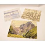 Sir Daniel Lascelles (1902-1967), Landscapes, packet of three watercolours, assorted sizes, all