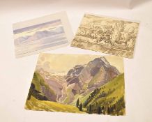 Sir Daniel Lascelles (1902-1967), Landscapes, packet of three watercolours, assorted sizes, all