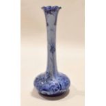 Moorcroft Florian ware vase with a blue cornflower type design (chip to rim), 19cm high