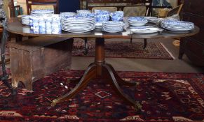 Reproduction mahogany Regency style pedestal dining table of D-end form, 174cm long x 107cm wide