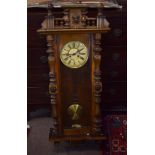 Late 19th/early 20th century Vienna style large wall clock in mahogany case, 122cm high