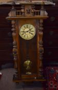 Late 19th/early 20th century Vienna style large wall clock in mahogany case, 122cm high