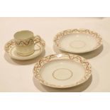 Group of 18th century porcelain wares, probably Derby, marked in puce with "A" comprising a coffee