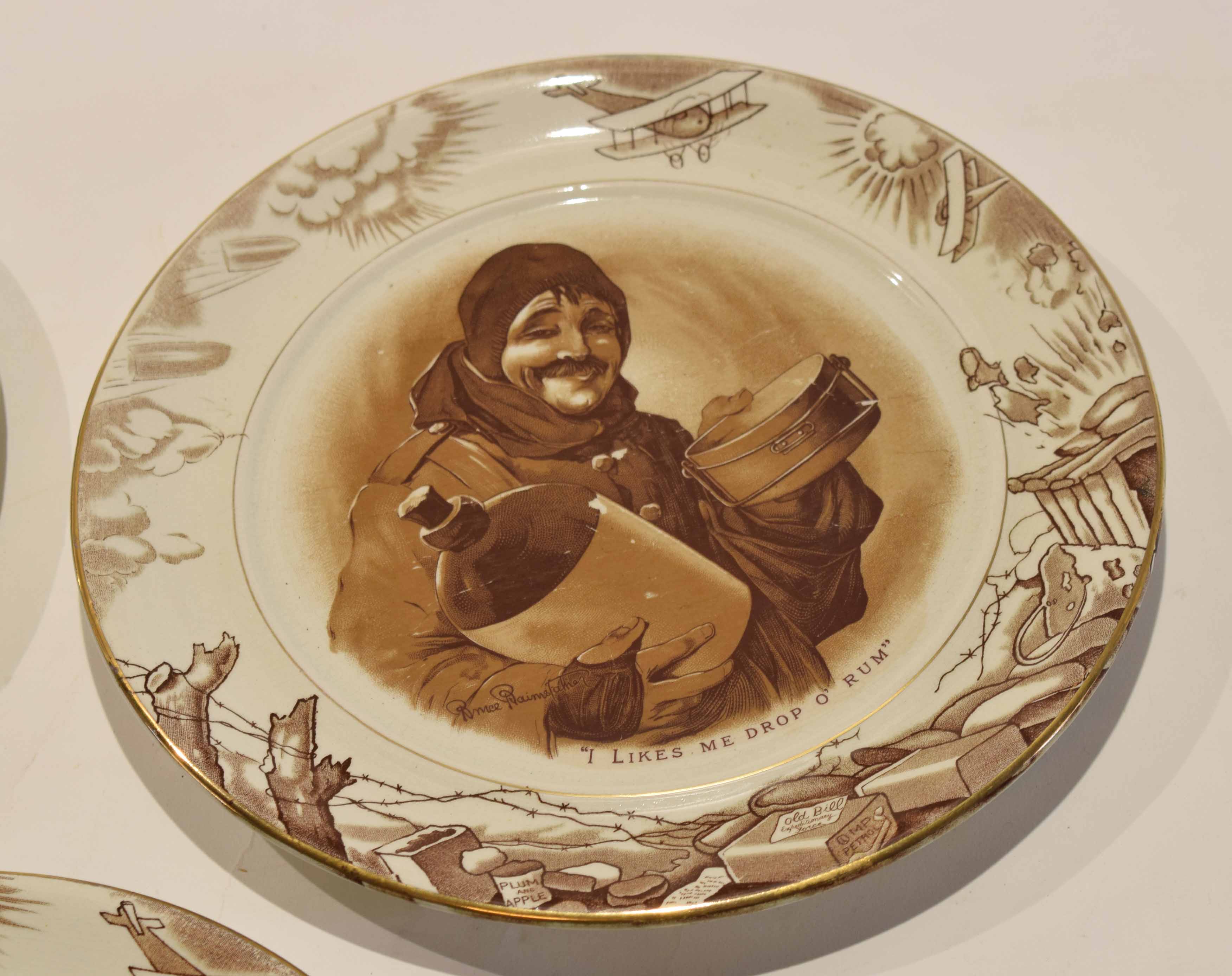 Group of three Grimwades Pottery plates all decorated with WWI designs after Bruce Bairnsfather (3) - Image 3 of 4