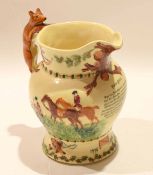 Fieldings musical John Peel hunting jug with fox handle, 19cm high