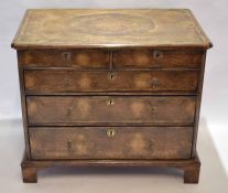 Early 18th century style walnut oyster veneered chest of two short and three full width graduated