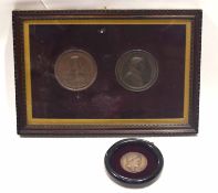 Cased set of two commemorative medallions depicting Napoleon, and a further similar example (3)