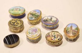 Group of Halcyon Days enamel boxes, one of Marlbury Hall, York, limited edition 5/500, View of