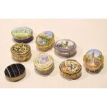 Group of Halcyon Days enamel boxes, one of Marlbury Hall, York, limited edition 5/500, View of