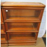 Oak Globe Wernicke (not marked) sectional bookcase of three sections, plain glazed fronts, 87cm