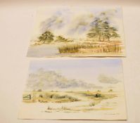 Tony Garner (contemporary), Norfolk landscapes, two watercolours, both signed and dated 1985 lower