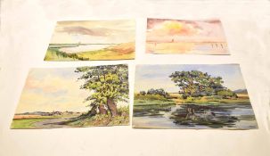 William Court (20th century), Norfolk scenes, two watercolours, both signed, together with three