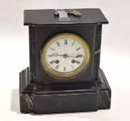 Late 19th century black marble mantel clock, 22cm wide