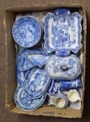 Quantity of 19th century blue and white pottery vases, dishes and bowls (qty)