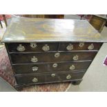 Early 18th century style walnut veneered chest of two short and three full width graduated drawers