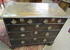 Early 18th century style walnut veneered chest of two short and three full width graduated drawers