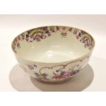 Late 18th century Chinese porcelain punch bowl, decorated in polychrome flowers to the exterior