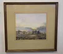 M Lees (20th century), Norfolk landscape with windmill, 20 x 23cm, together with a further