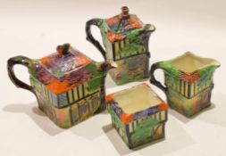 1930s pottery Olde Inn teapot, hot water jug, sugar bowl and milk jug (4)