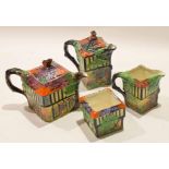 1930s pottery Olde Inn teapot, hot water jug, sugar bowl and milk jug (4)