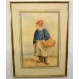 Attributed to Alfred Stannard (1806-1889), "Fishermen", watercolour, 50 x 33cm. Provenance: Flint