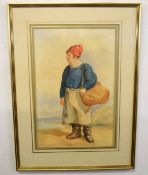 Attributed to Alfred Stannard (1806-1889), "Fishermen", watercolour, 50 x 33cm. Provenance: Flint
