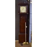 Late 18th/early 19th century mahogany long case clock, Bedford of Hingham, painted square dial