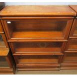 Oak Globe Wernicke (not marked) sectional bookcase of three sections, plain glazed fronts, 87cm