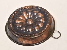 Vintage copper jelly mould of circular form, 25cm diam