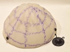 Art Deco style glass lamp shade with a mottled design in purple