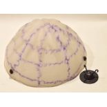 Art Deco style glass lamp shade with a mottled design in purple