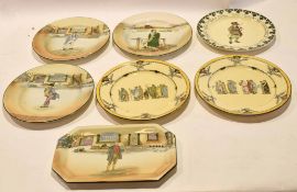 Group of Royal Doulton Series ware including a Dickens ware oblong dish, three Dickens ware plates